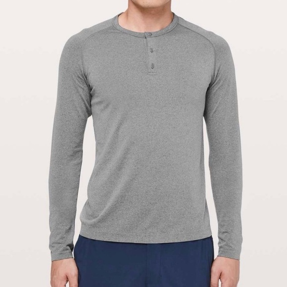lululemon athletica Other - Lululemon 5 Year Basic Long Sleeve Heathered Gray Henley Mens L/XL